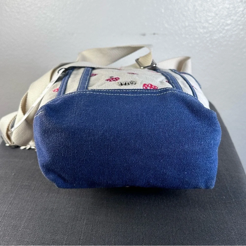 Madden Girl Mini Tote Mushroom Navy Blue Teddy Bear Jeweled Keychains - Picture 7 of 7